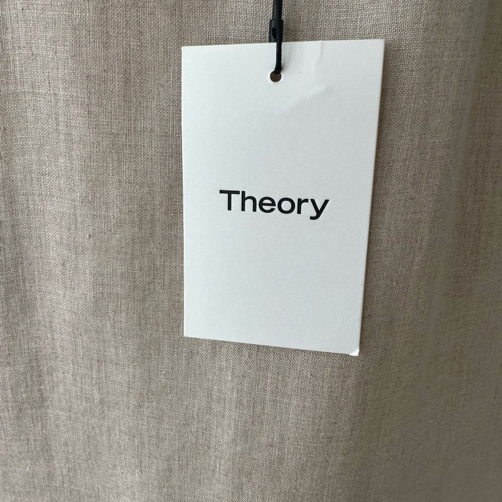 💐 Theory 100% Linen Serah Long Sleeve Blouse with Tie At Side. Size Small. NWT - Picture 6 of 7